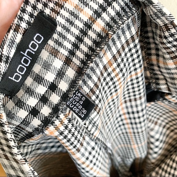 Boohoo Classic Straight Leg Houndstooth Plaid Trouser Pant 4 - Picture 7 of 8